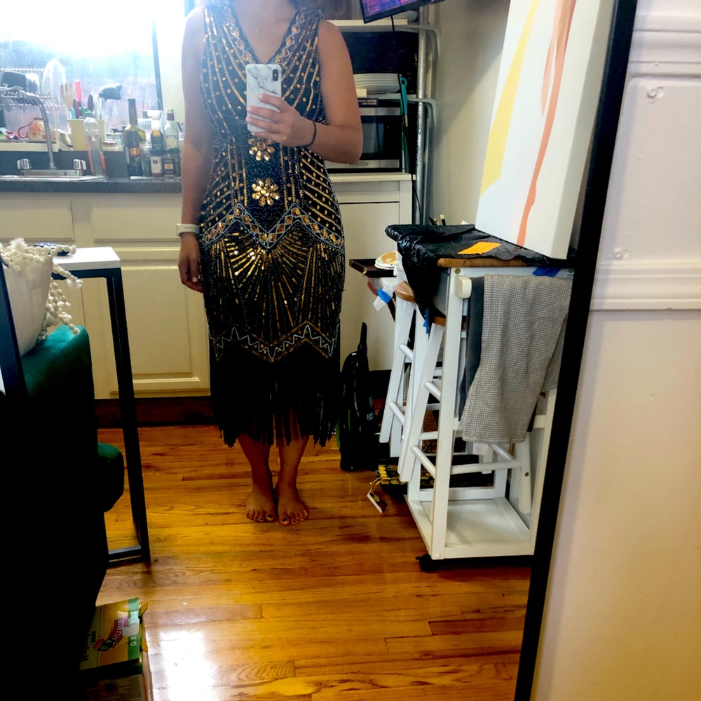 Black and Gold Flapper Dress - Never Worn!